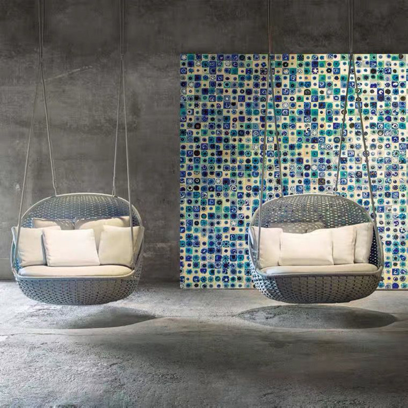 Outdoor swing chair balcony hanging bird's nest hanging basket net red courtyard rattan hanging chair outdoor rocking chair leisure rattan chair - Taobao