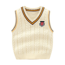 (XXI12)Cotton thread color matching British fan knitted vest