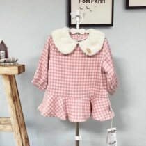 (MMG173)Logo pattern doll collar fleece dress