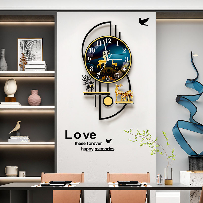 Nordic Modern Creative Decorative Clocks and watches Living room Home Fashion minimis Atmosphere Light Extravagant Dining Hall Clock Hanging Wall