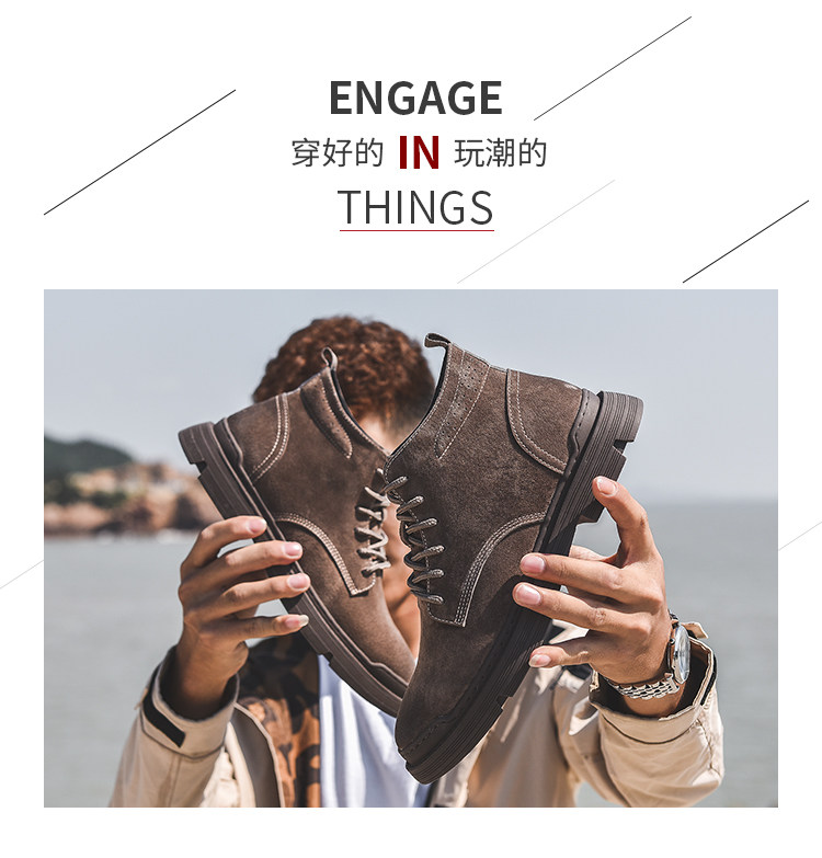 马克华菲 男士英伦复古风 真皮中帮马丁靴 多款可选 图2