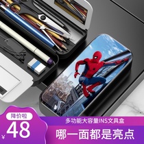 Male primary school student high-end stationery box Primary school boy Captain America boy stationery box Spider-Man large capacity childrens pencil box Net red Iron Man stationery box pencil box