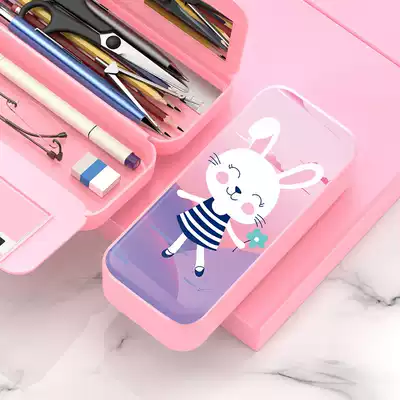 South Korea hipster large capacity ins pencil bag cute simple tremor Net red women's stationery box primary school children's stationery pen case Korean version of large capacity high-end stationery box middle school student pen bag