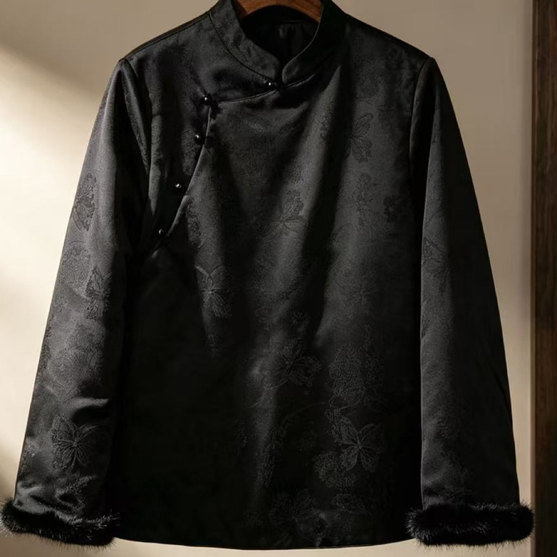 New Autumn and Winter 100% Mulberry Silk Heavy Satin King Satin Three-Layer Thickened Stand-Up Collar Top New Autumn and Winter 100% Mulberry Silk Heavy Satin King Satin Three-Layer Thickened Stand-Up Collar Top