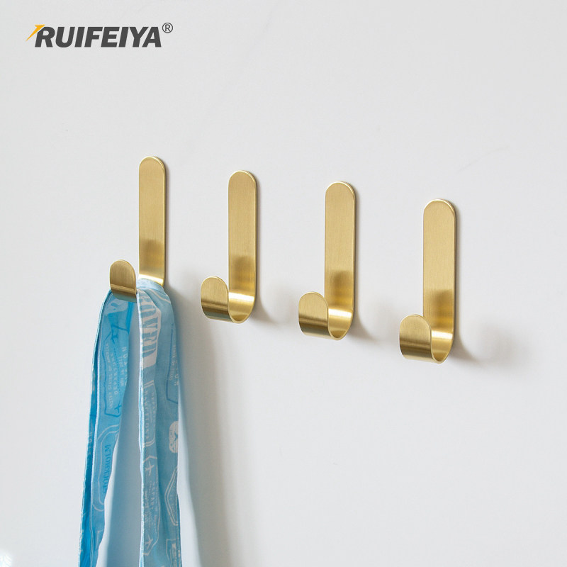 Brass nail-free hook strong glue door rear coat hook bathroom kitchen punch-free wall hanging sticky hook porch hook