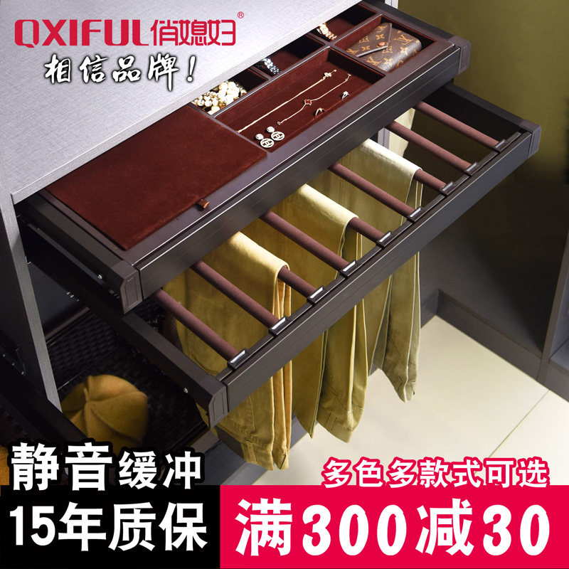 High-end damping hanging pants rack retractable wardrobe pull basket pants pump multifunctional household hardware accessories wardrobe push and pull storage