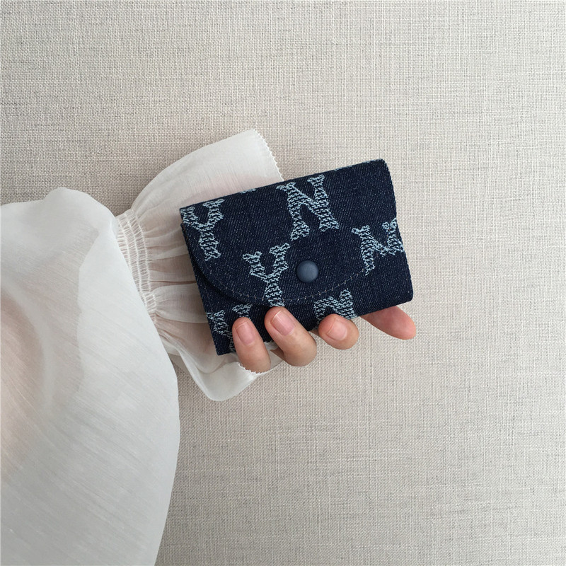 Retro Denim Card Holder for Women, Short Style, Mini Compact Accordion Card Holder, Multi-Card Slots, Id Card Holder, Men's Business Card Holder