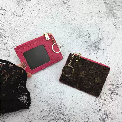 Simple women's ultra-thin short card bag mini zipper coin bag coin key bag retro personality card holder