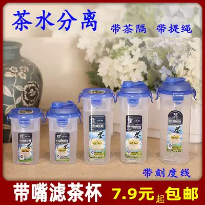 Student plastic with nozzle filter teacup with lid Cup with carrying rope carrying Cup with filter screen portable transparent water Cup