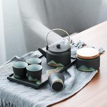 D Yuanshan Japanese Ciliang pot kung fu tea set gift box set office simple home hand-painted Zen ceramic teapot