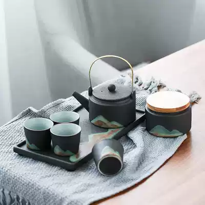 D Yuanshan Japanese Ciliang pot kung fu tea set gift box set set office simple home hand-painted Zen ceramic teapot
