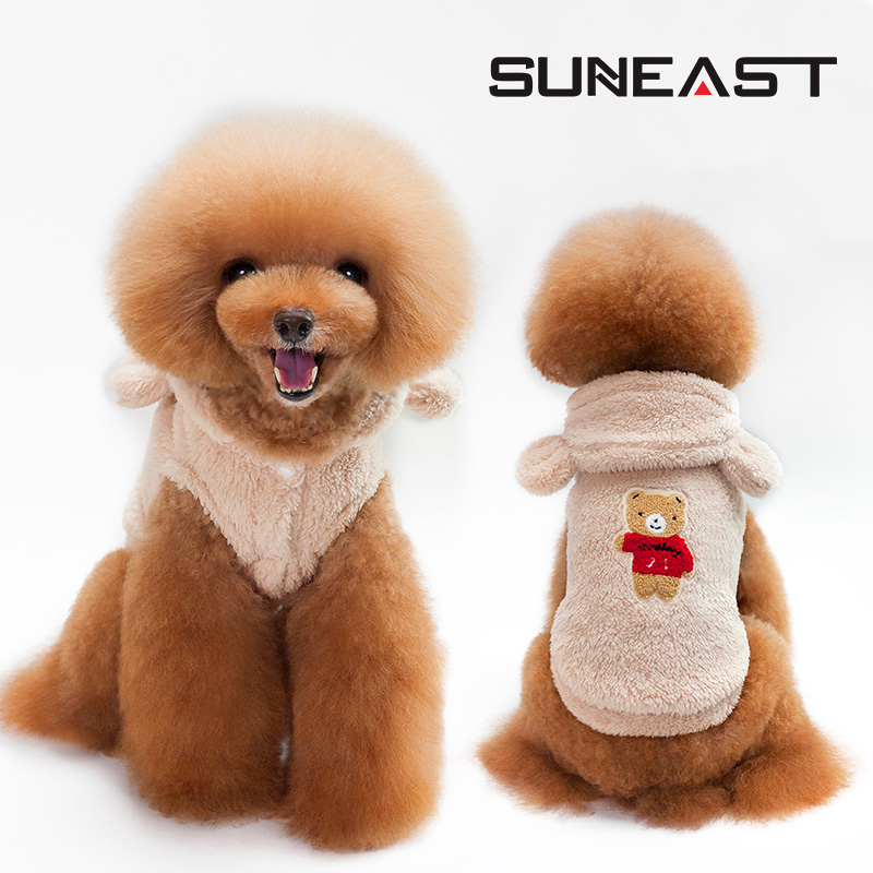 Pet Dog Dog Clothing Teddy Beaume Farfight Mini Dog Ears Bear two-foot-autumn winter clothing Warm Cotton Flannel Clothing