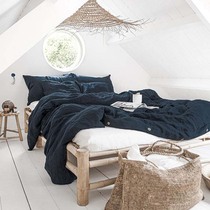Linen four pieces of Nordic wind minimalist bed linen bed Bamboo Hat Quilt Cover Quilt Cover Bacteriostatic Comfort Pure Color Washed Bed Bedding