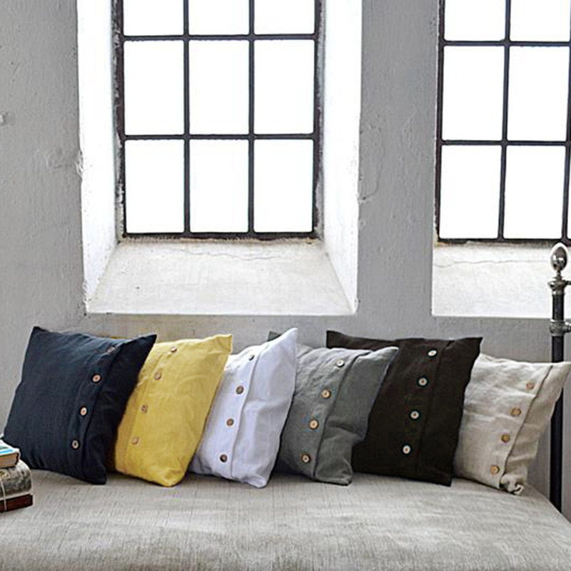 Natural linen pillowcase pure color wash antibacterial mite bedding simple solid color pillow cover single pillow