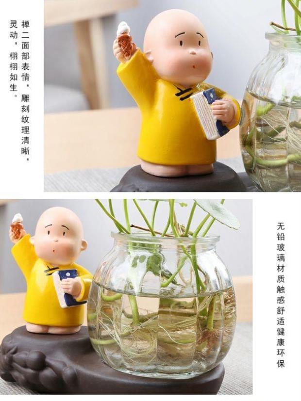 Trang chủ chèn bình dễ thương máy tính để bàn nhỏ nhà sư máy tính để bàn trang trí màu xanh lá cây Luo màu xanh nước văn hóa container thủy tinh sáng tạo đồ nội thất - Vase / Bồn hoa & Kệ chậu trồng mai