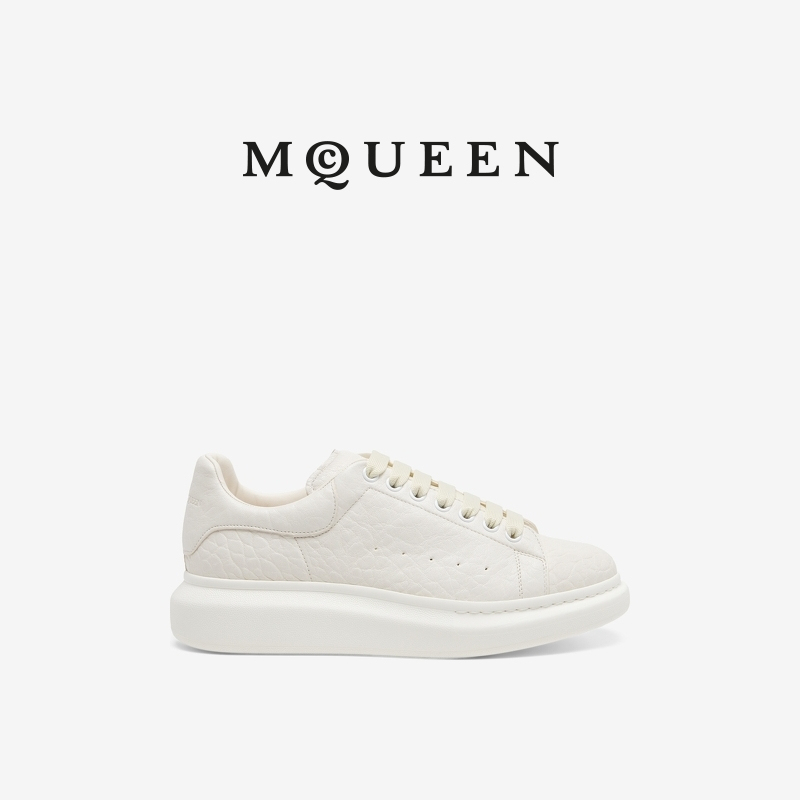 [Gift] Mcqueen Mcqueen Men's Off-White Sheep Leather Thick-Soled Wide-Style Sneakers