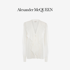 женская рубашка 【折扣】alexander mcqueen/亚历山大麦昆 女士褶饰衬衫