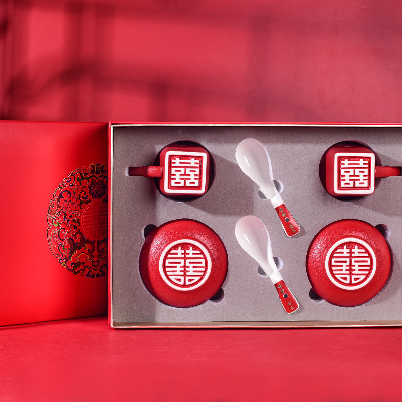 Longfeng Bowl Wedding Celebration to Bowl Red Bowl Set Set Cup Gift Gift for New Wedding Gifts