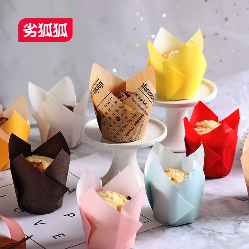 Tulip Cupcake Cupcake Cupcake Maffin Cup Flame mug Mafen McFinn High temperature resistant paper Pink Household Red