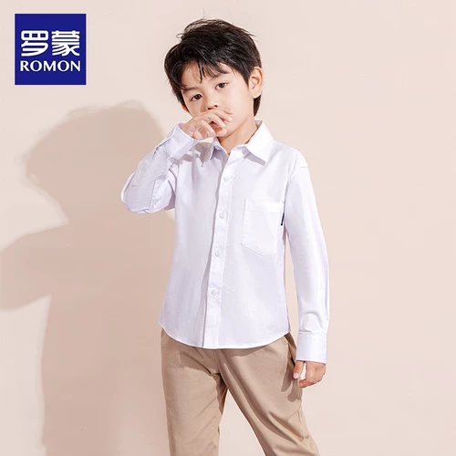 Детская хлопковая осенняя рубашка для мальчиков, форма для школьников, костюм, подходит для подростков