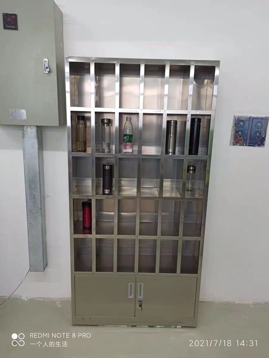 定制304不锈钢30格下档水杯柜工厂车间员工茶杯放置柜存放柜加厚