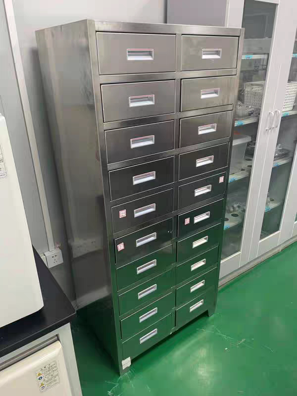 304不锈钢带站脚中药柜落地式20斗矮柜定制经济型多斗药品储物柜