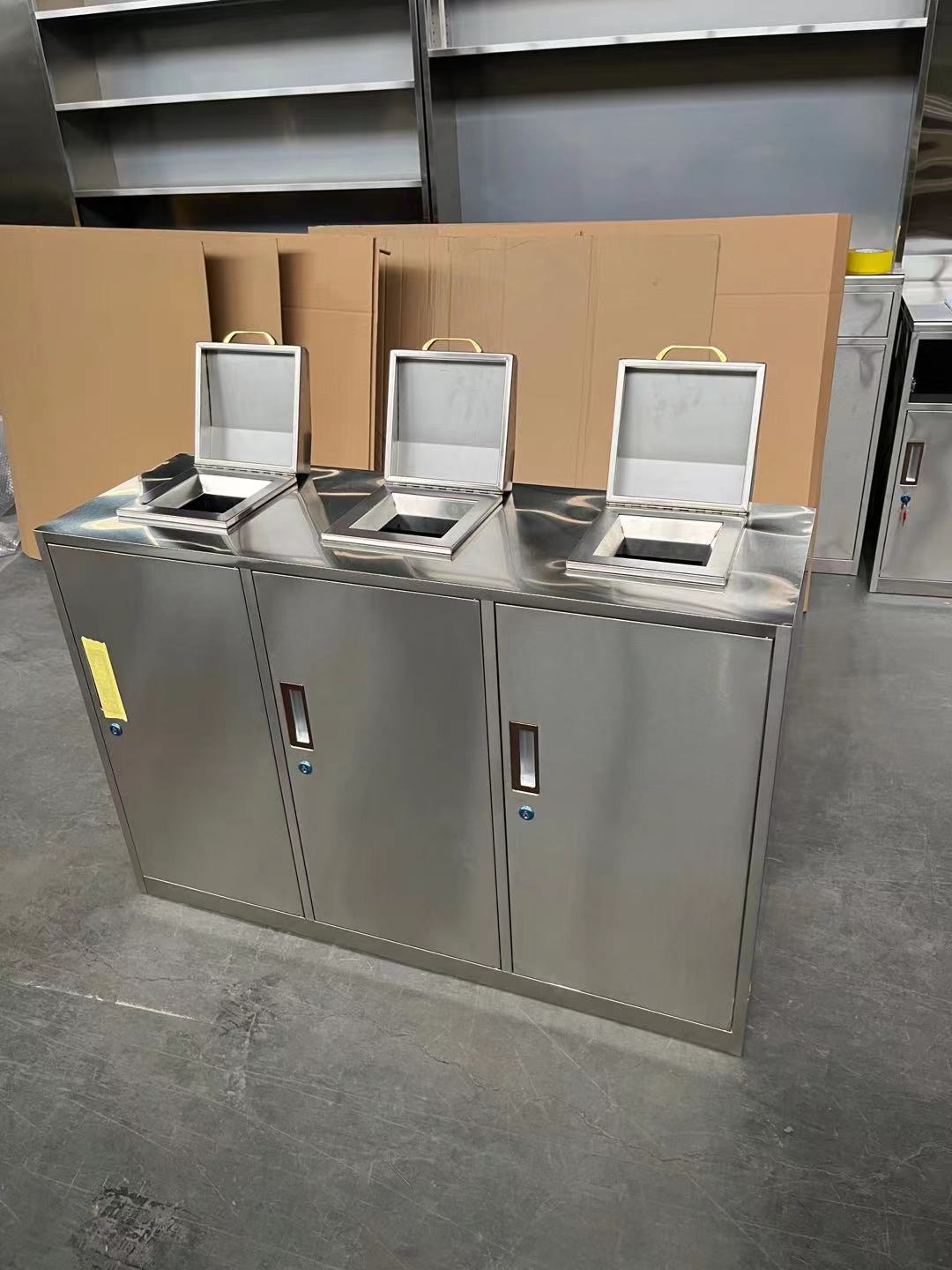 304不锈钢医用废品垃圾存放柜处置室上翻盖分类污物柜回收柜定制