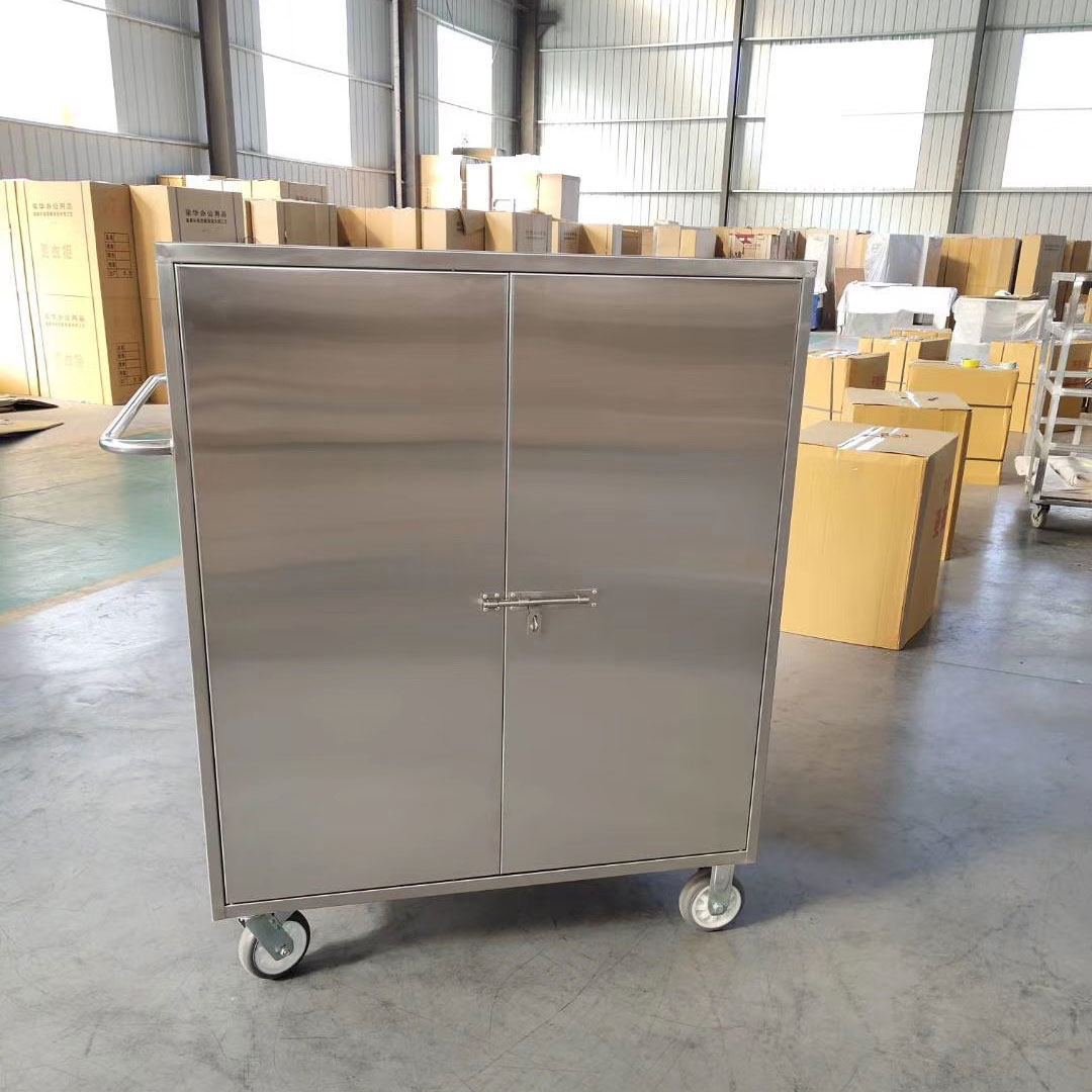 定制304/201不锈钢活动柜工具柜器械柜带轮子矮柜带锁收纳储物柜