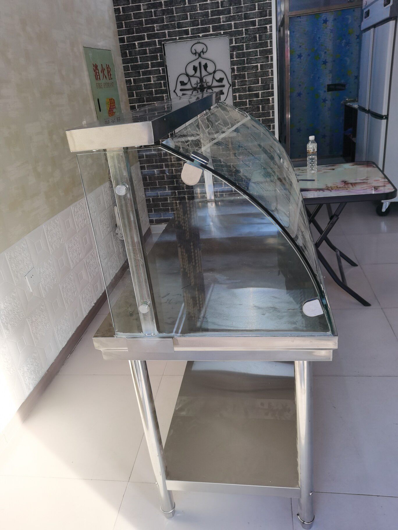 定制不锈钢商用凉菜展示柜饭店玻璃罩双层操作台多功能摊位展示架