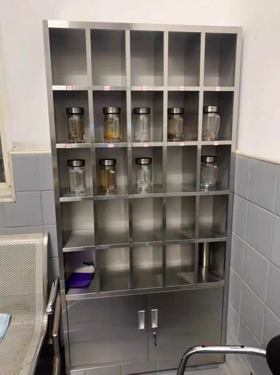 定做201/304不锈钢水杯柜下档车间员工25格茶杯放置柜学生水杯架