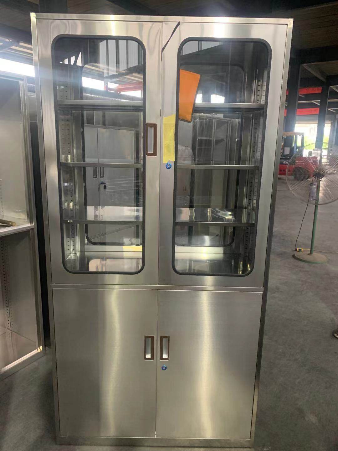 厂家定制不锈钢双面透明器械柜无菌西药柜上开玻璃门带锁展示柜子
