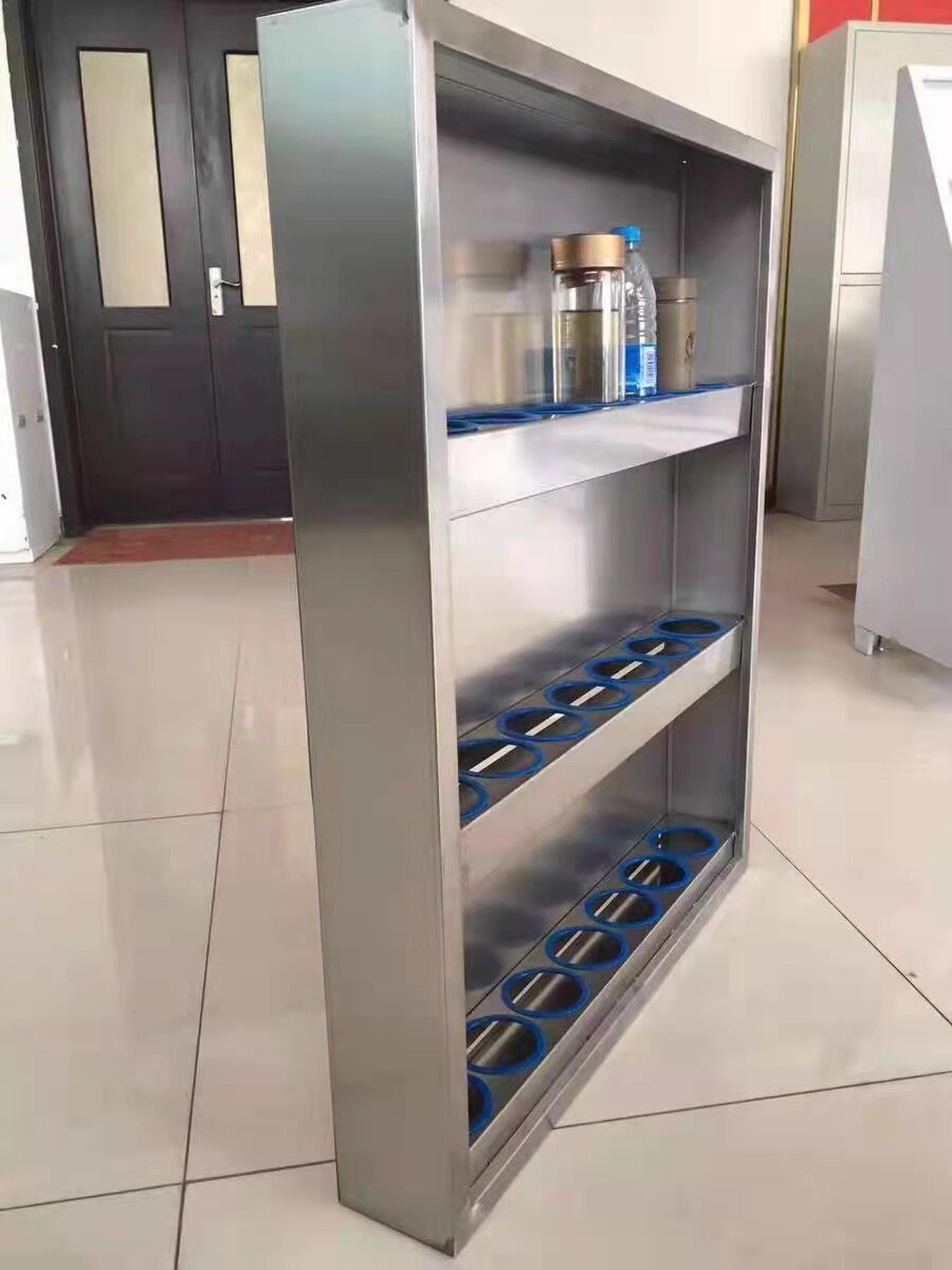 定制不锈钢员工壁挂式水杯置物架三层带孔茶杯存放架嵌入式水杯架