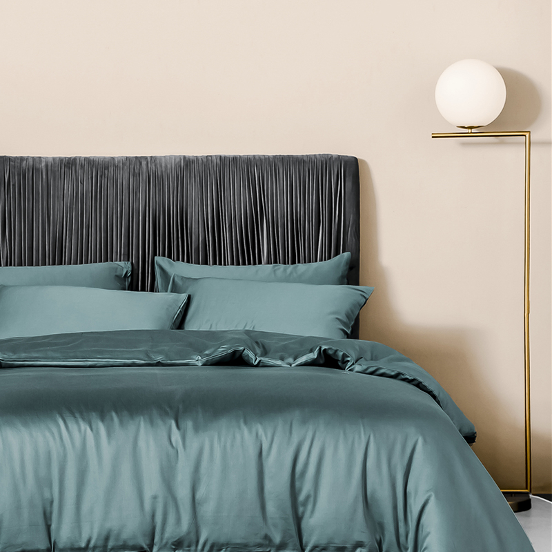 The mesh red 60S pure cotton four - piece cotton long - dust cotton satin pure household sheets are suited for summer