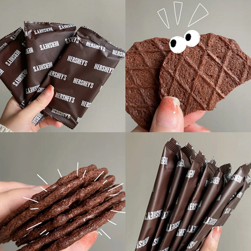 Hersheiys good time chocolate waffles thin crisp cookie waffle Korean imports delicious snacks snack