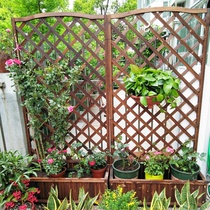  Anti-corrosion wood flower box fence flower pot Outdoor fence flower rack Solid wood partition flower trough planting box grid climbing rattan shelf