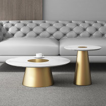 Willpower light lavish minimalist with modern round stainless steel marble tea table size high and low creative mesh red rock plate tea table