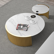 Round tea-table Fancy Light Lavish Rockboard TV Cabinet Combined Size Round Modern Small-type marble tea table edge a few