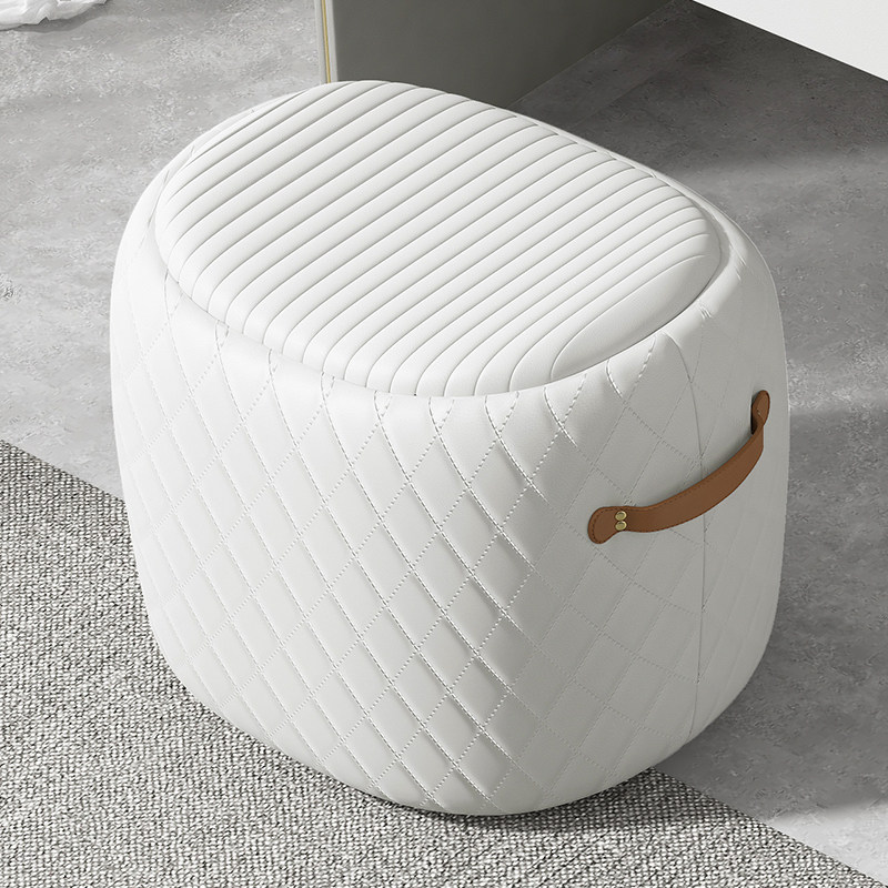 Italian light luxury saddle stool leather stool living room sofa foot net red small stool makeup stool makeup chair low stool