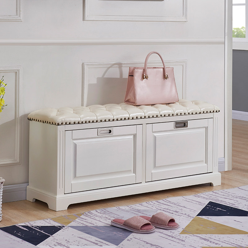 American all-solid wood ultra-thin tipping bucket changing shoe cabinet changing shoe stool home door entrance entry door storage storage shoe cabinet