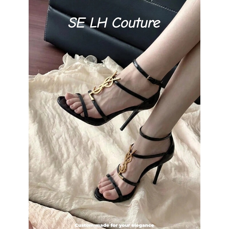 【Yang Shulin's Same Style】Gold Label Thin Strap Open-Toe Sandals with Round Back and Thin High Heels for Commuting 【Yang Shulin's Same Style】Gold Label Thin Strap Open-Toe Sandals with Round Back and Thin High Heels for Commuting