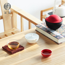 Ceramic fast guest Cup one pot two cups simple glass travel kung fu tea set lid bowl tea cup household set carrying case