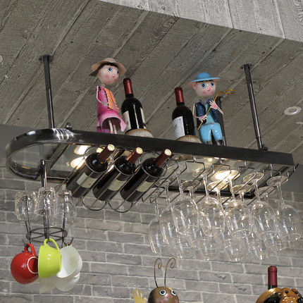 Black Titanium Alloy Stainless Steel Red Wine Glass Shelf Upside Down Creative Eu Style Home Wine Pendulum High-footed Cup hanger