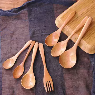 State Pai solid wood spoon spoon wood soup spoon long spoon household wood rice spoon small wooden spoon honey spoon mixing spoon
