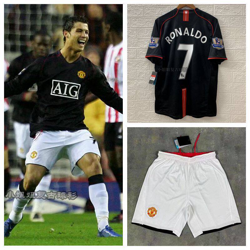 C Ronaldo 07-08 Manchester United hacker field Champions League jersey Classic retro Red Devil short long-sleeved football team suit