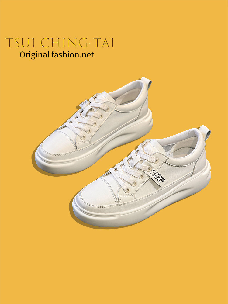 Tsui Ching-Tai~Xujia Original 2022 Genuine Leather White Shoes Spring and Autumn New Thick-soled Sports Shoes Women - Taobao