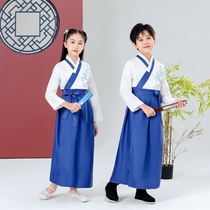 Childrens Hanfu National school uniforms Chinese style Chinese style book children clothes men and women The three characters are performed with a pen-in-a-style performance performance