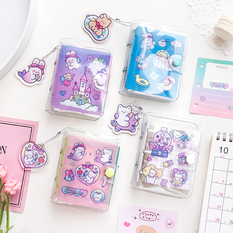 Hands Tent Ben Suit Oxygen Diary Mini Loose-leaf Notebook Subnetting Red Korea Ins Wind Girl Hearts Day Remember Little Fairy Cute Cartoon Delicate Handbooks Ben Tool Material Full Set