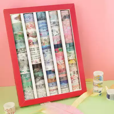 100 rolls of hand account tape net celebrity ancient characters and paper tape Cute color printing hand account material spree set small fresh girl heart ins style beginner anime super cute stickers