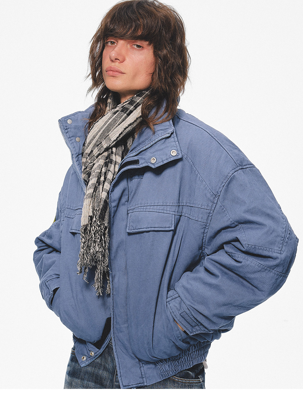 TREclub Fringed Plaid Long Scarf