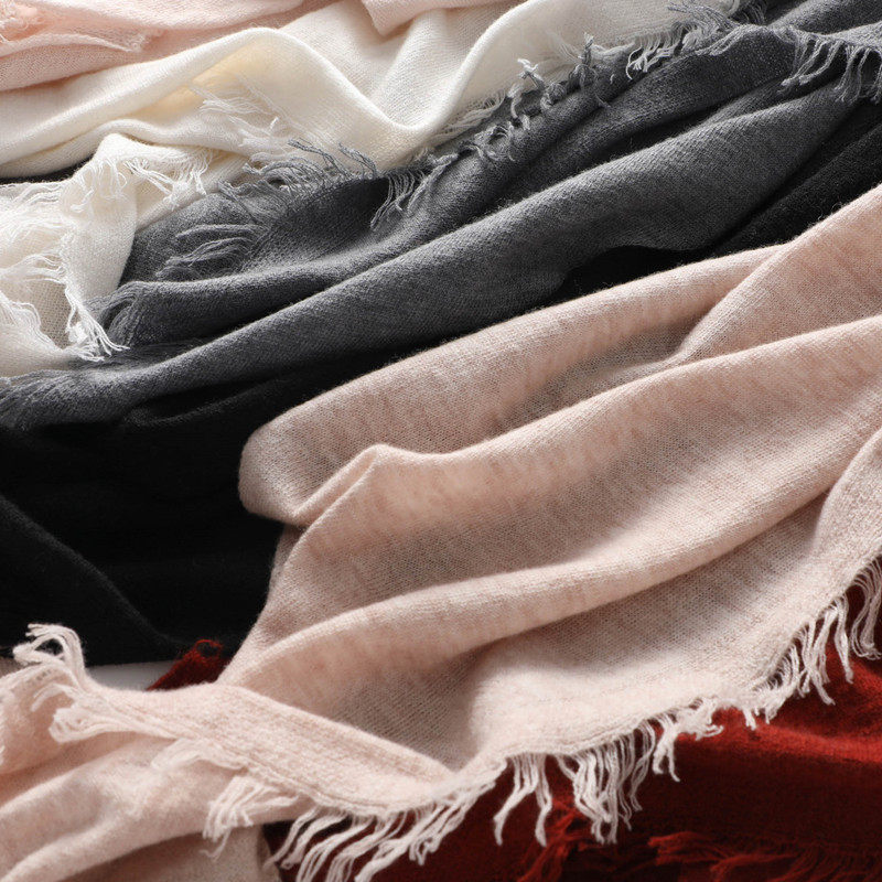 2021 Spring and autumn thin section of fine-spun cashmere scarves handmade with neck pure-coloured knit small shawl shoulder scarves